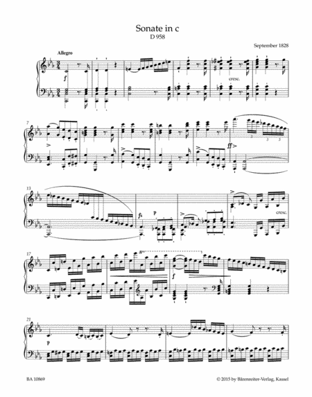 Sonata for Piano in C minor D 958