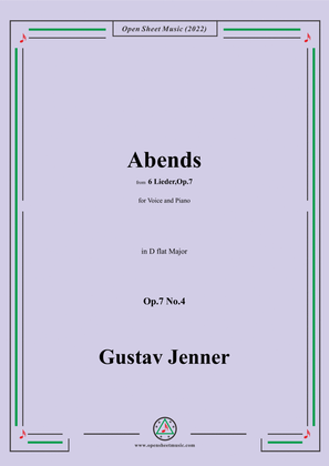 Book cover for Jenner-Abends,in D flat Major,Op.7 No.4