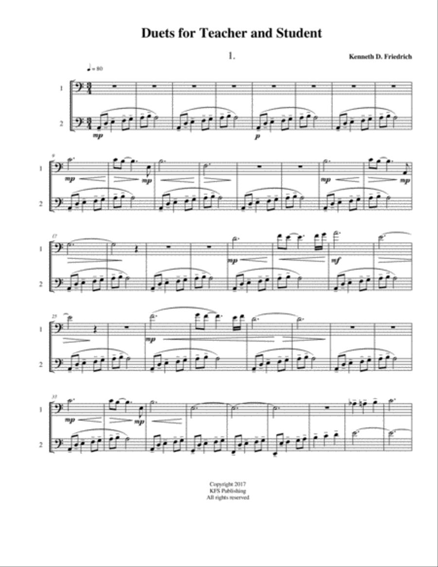 Duets for Teacher and Student: Trombone/Euphonium Version Brass Duet scores gallery preview page 2