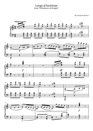 Rossini - Largo al factotum - from "Il Barbiere di Siviglia" - For Piano and Voice With Lyrics