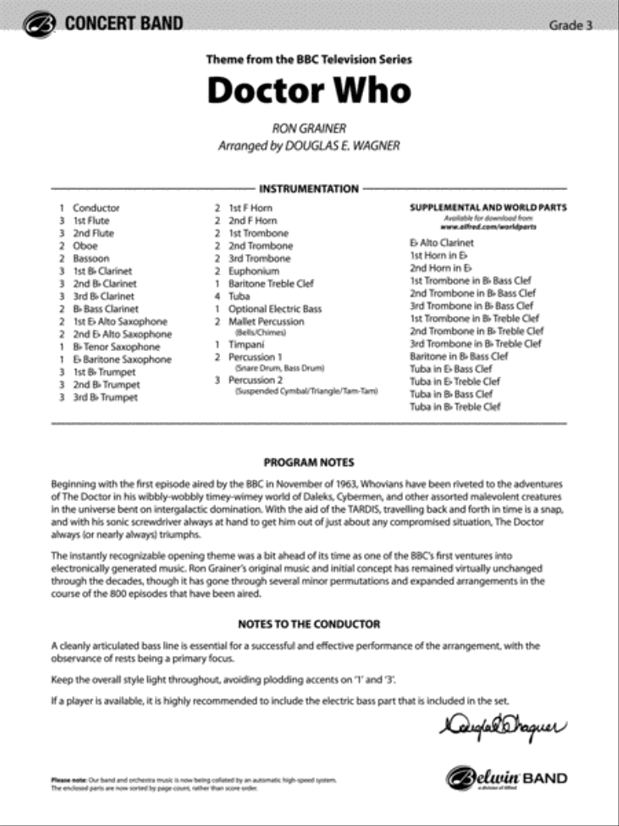 Doctor Who: Score Concert Band scores gallery preview page 1
