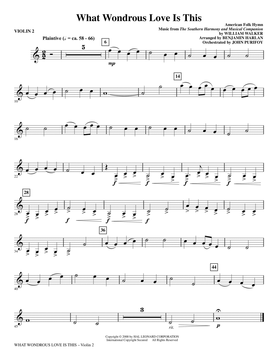 What Wondrous Love Is This (see Bonustrax 00102360) - Violin 2 Choir scores gallery preview page 1