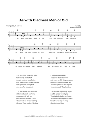 As with Gladness Men of Old (Key of E Major)