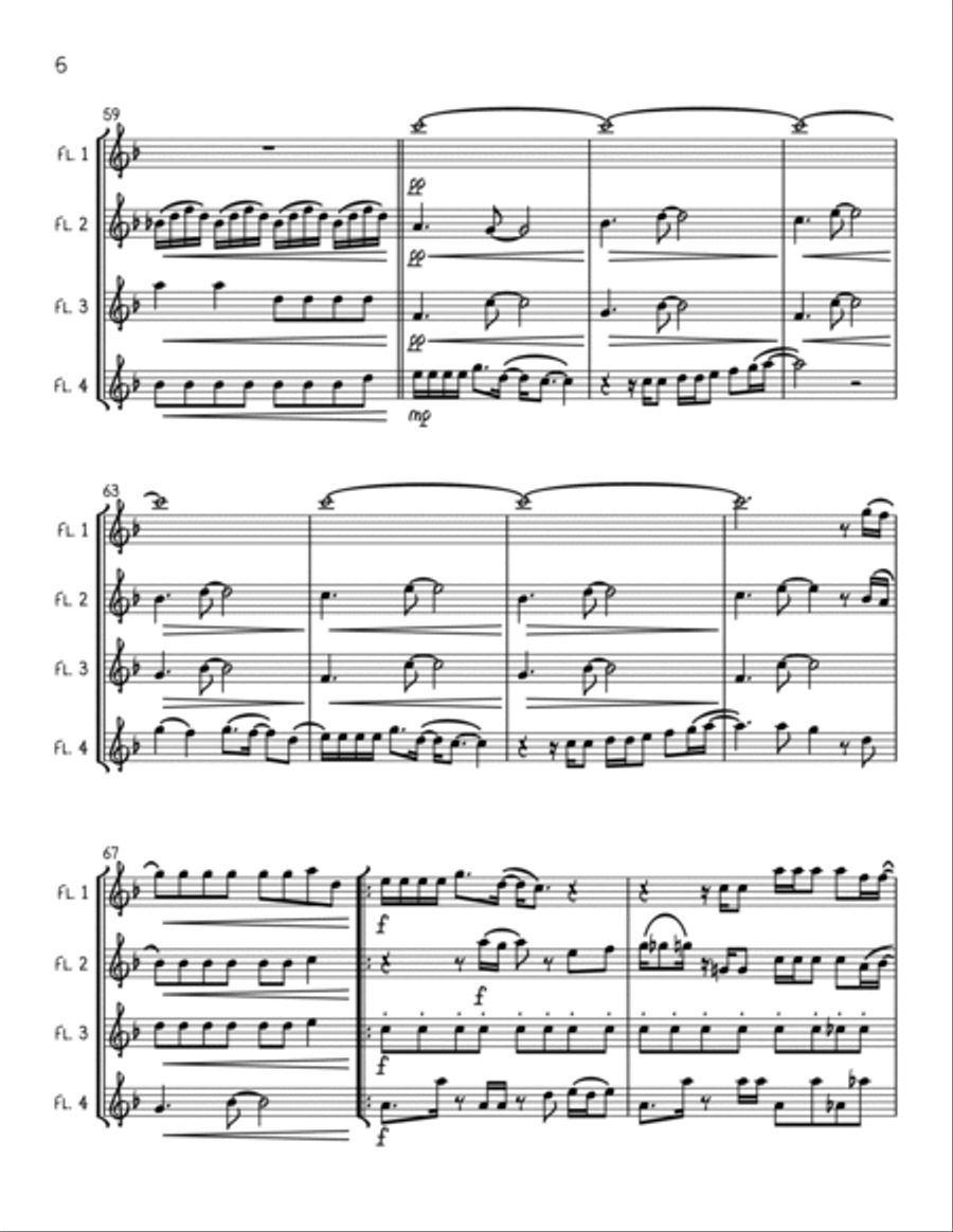 Murder On The Dancefloor Flute Quartet scores gallery preview page 6