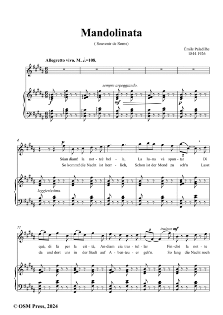 Paladilhe-Mandolinata( Souvenir de Rome),in B Major Voice scores gallery preview page 2