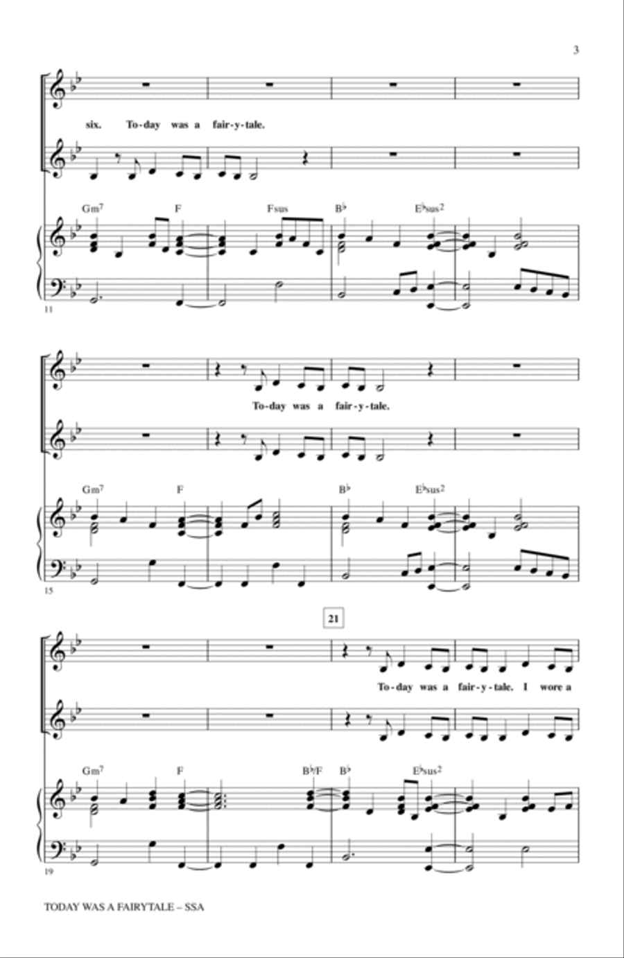 Today Was A Fairytale SSA scores gallery preview page 2