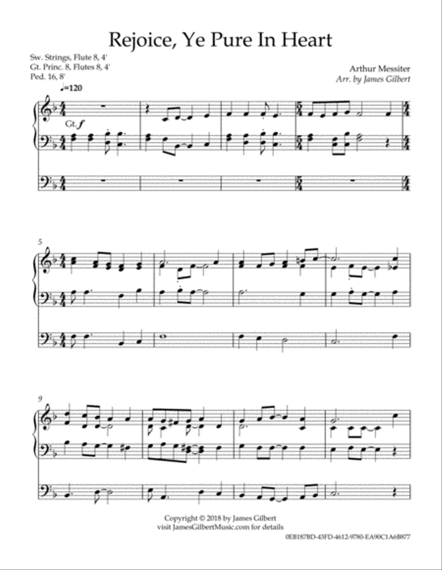 Rejoice, Ye Pure In Heart Organ Solo scores gallery preview page 2