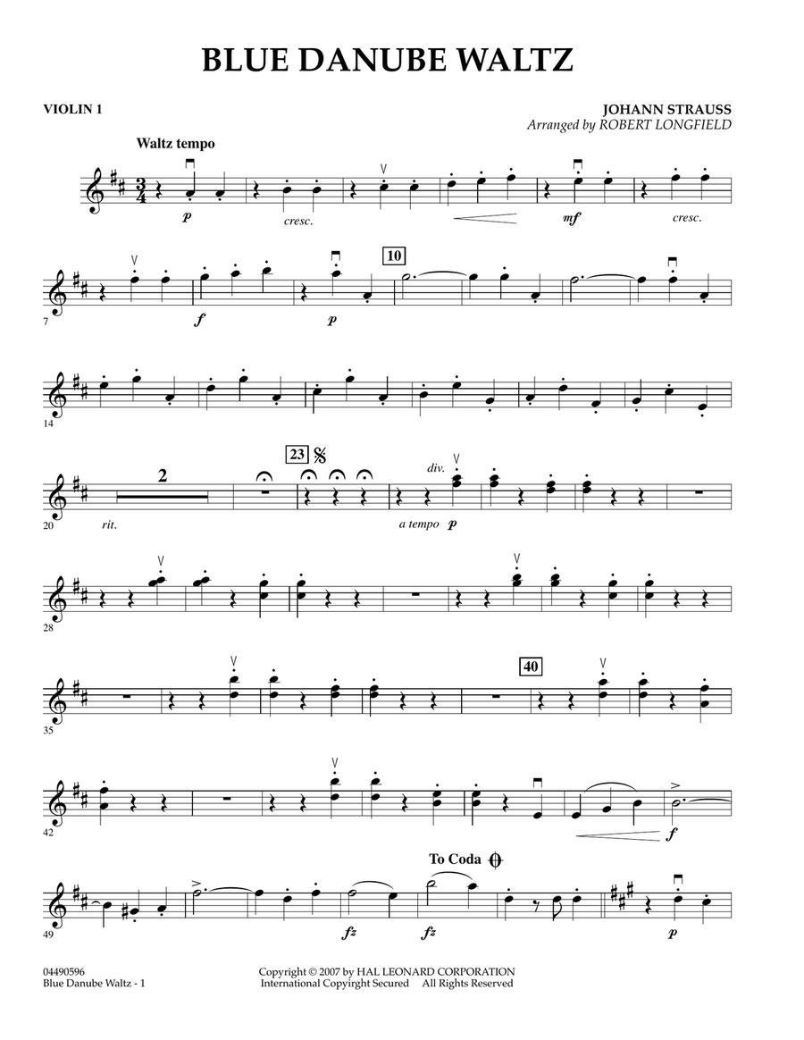 Blue Danube Waltz Violin 1