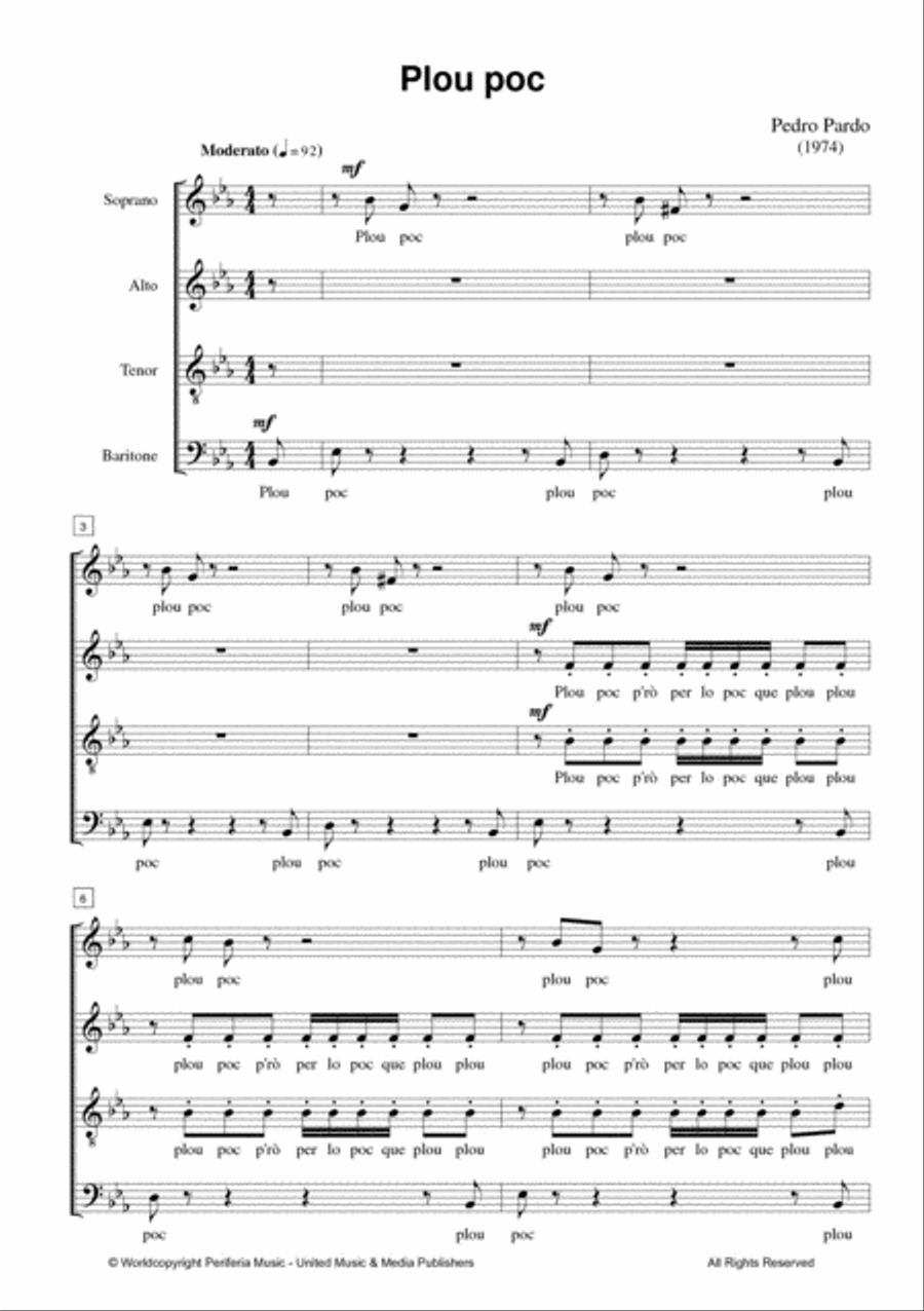 Plou Poc for Mixed Choir (SATB) 4-Part scores gallery preview page 2
