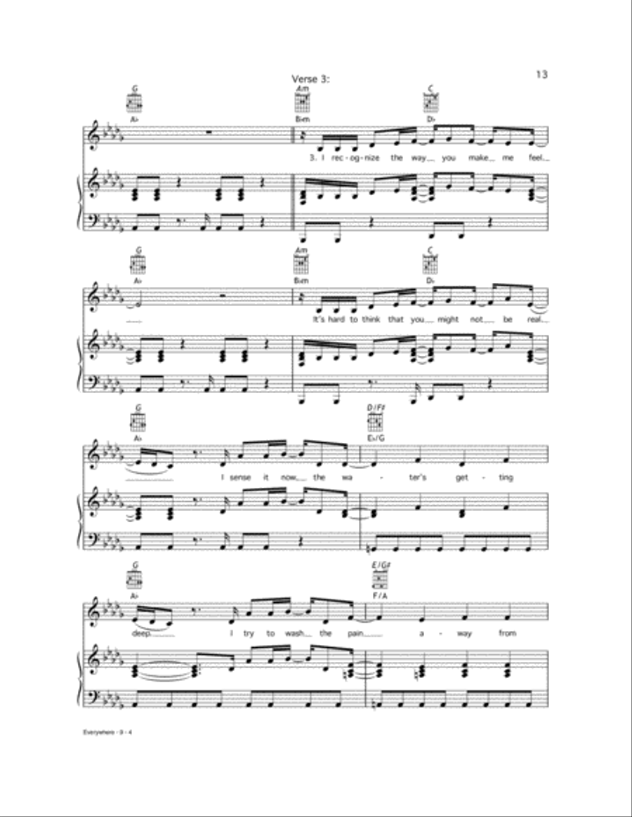 Everywhere Piano, Vocal, Guitar scores gallery preview page 4