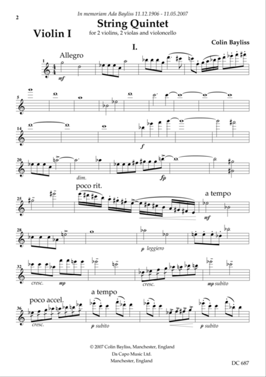 STRING QUINTET (parts) String Quintet scores gallery preview page 1
