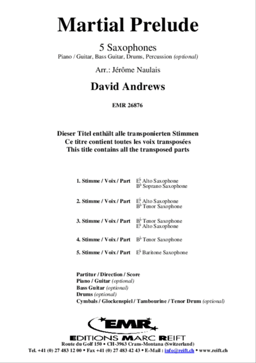 Martial Prelude Saxophone Quintet scores gallery preview page 2