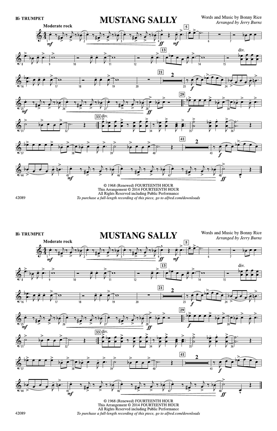Mustang Sally: 1st B-flat Trumpet