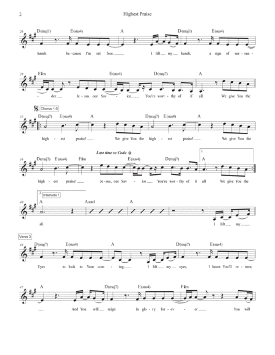Highest Praise Highest Praise Piano scores gallery preview page 5