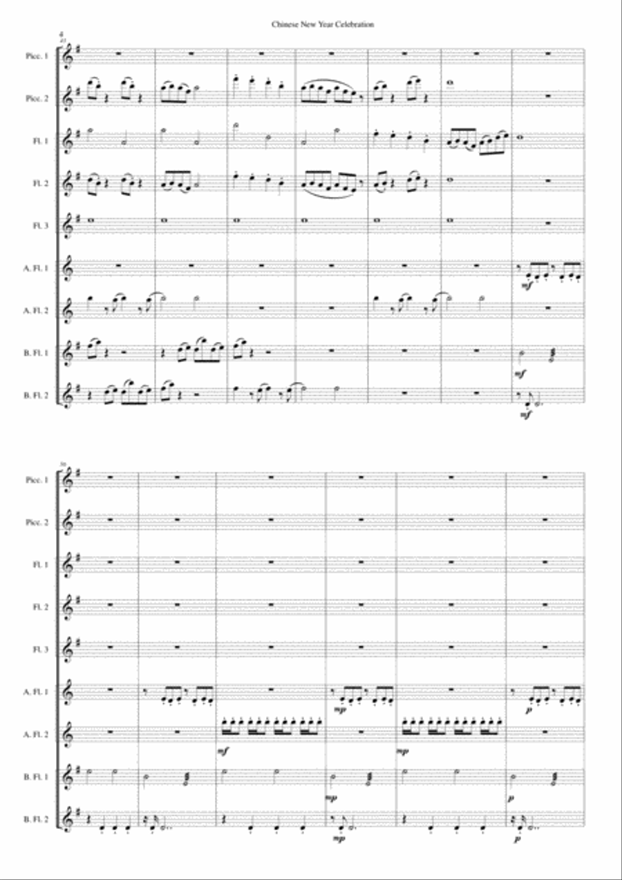Chinese New Year Celebration for flute choir Chinese New Year Celebration for flute choir Chamber Orchestra scores gallery preview page 4