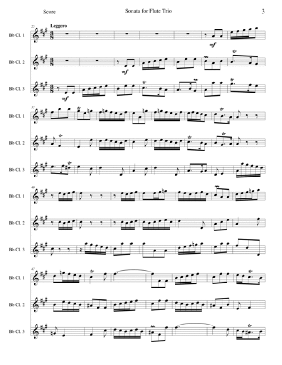 Flute Sonata, Opus 7 No. 3 Clarinet Trio scores gallery preview page 3
