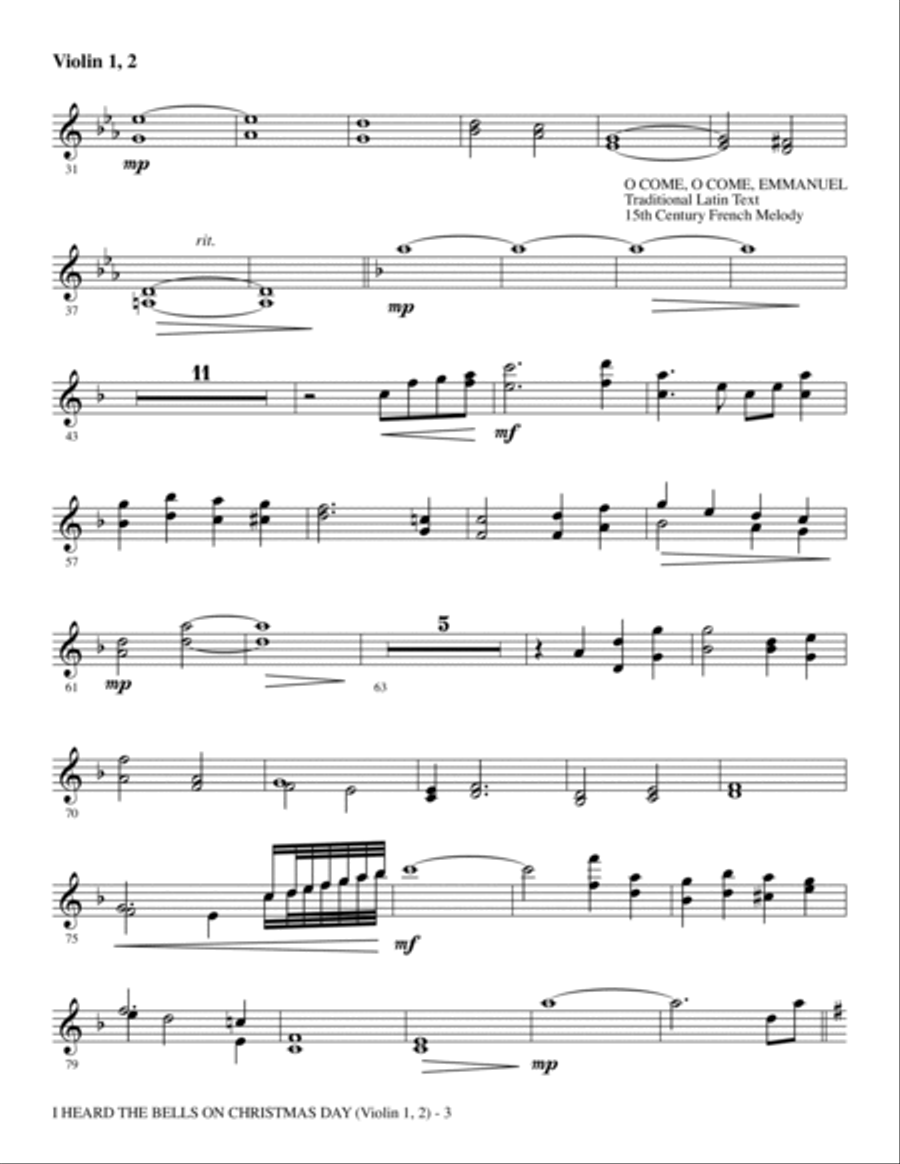 I Heard The Bells On Christmas Day (Celebrating Peace On Earth) - Violin 1, 2 Choir scores gallery preview page 3