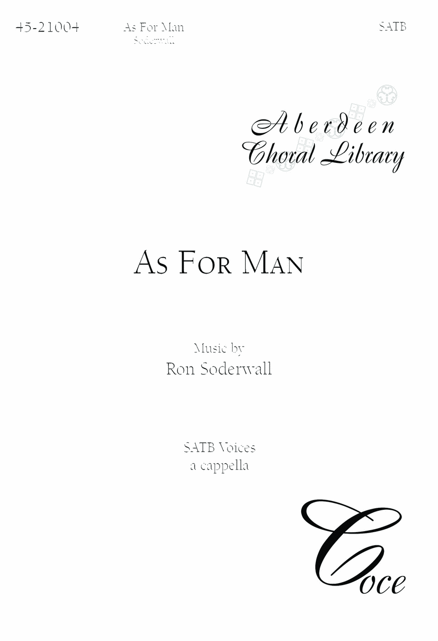 As For Man As For Man SSAATTBB scores gallery preview page 1