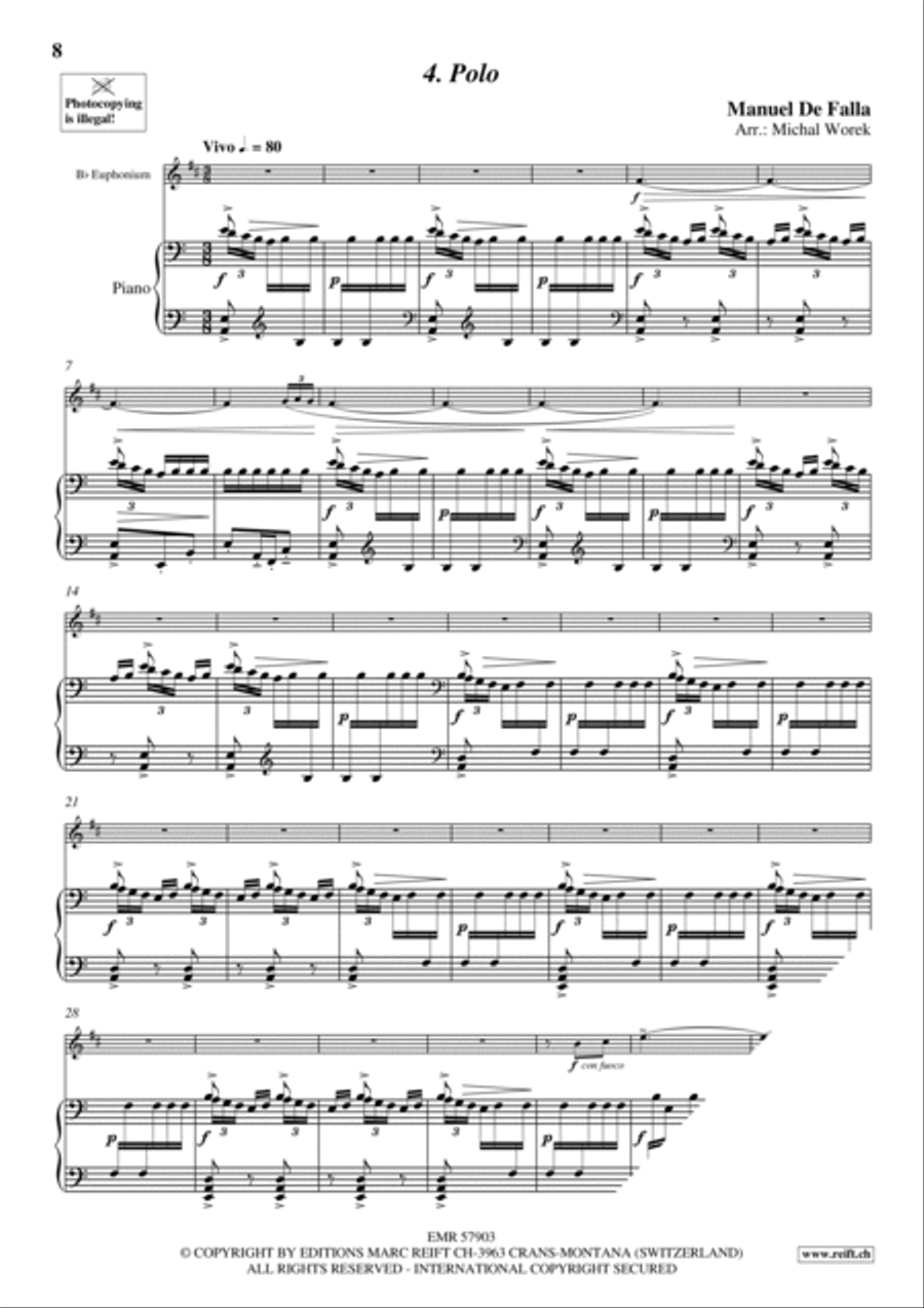 7 Popular Spanish Songs Euphonium scores gallery preview page 7