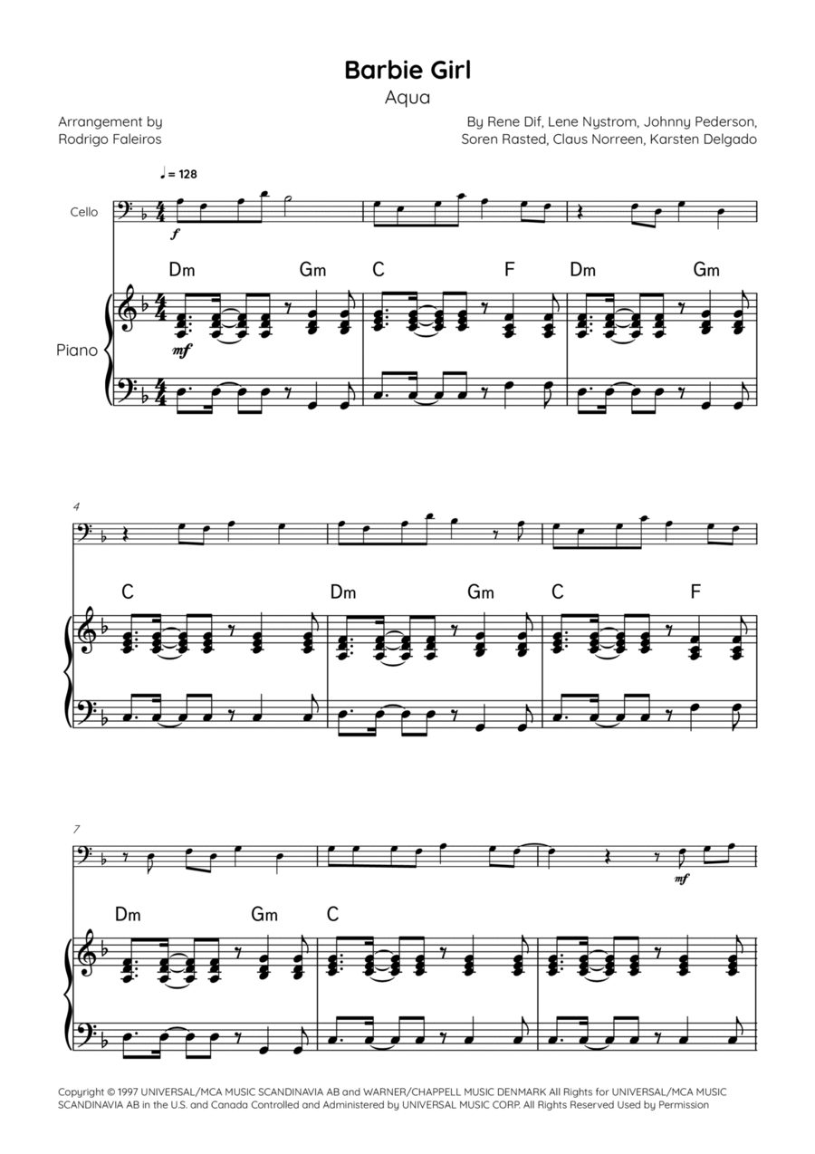 Barbie Girl Piano scores gallery preview page 1