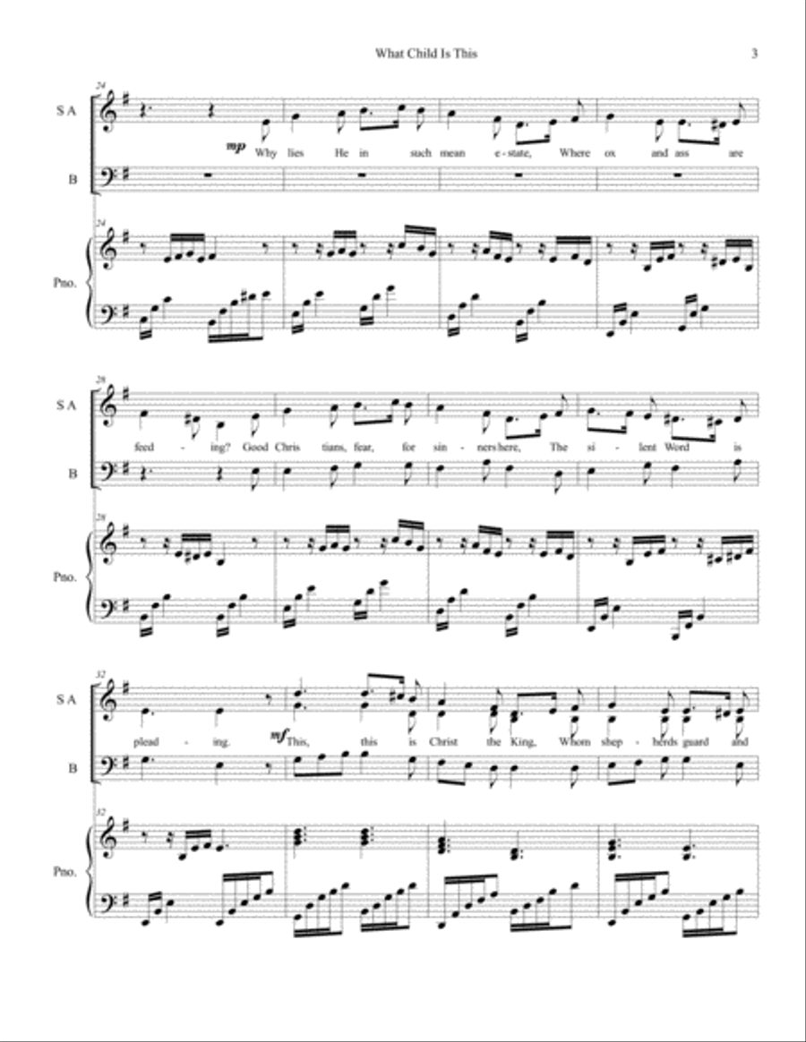 What Child Is This (SAB) 3-Part scores gallery preview page 3