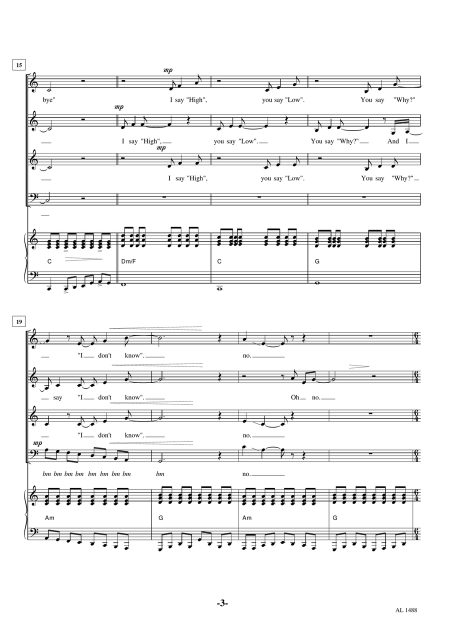 Hello, Goodbye 4-Part scores gallery preview page 3