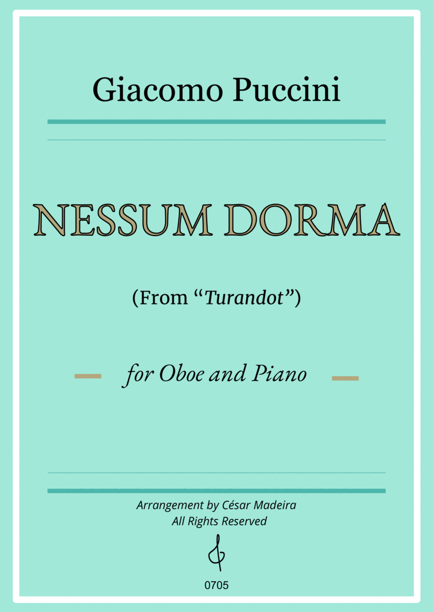 Nessun Dorma by Puccini - Oboe and Piano (Full Score) image number null