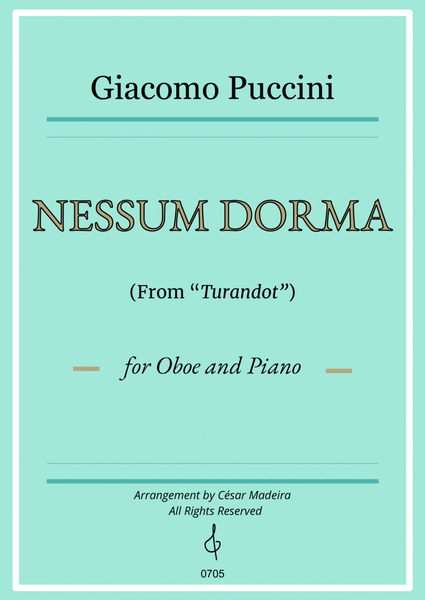 Nessun Dorma by Puccini - Oboe and Piano (Full Score) image number null