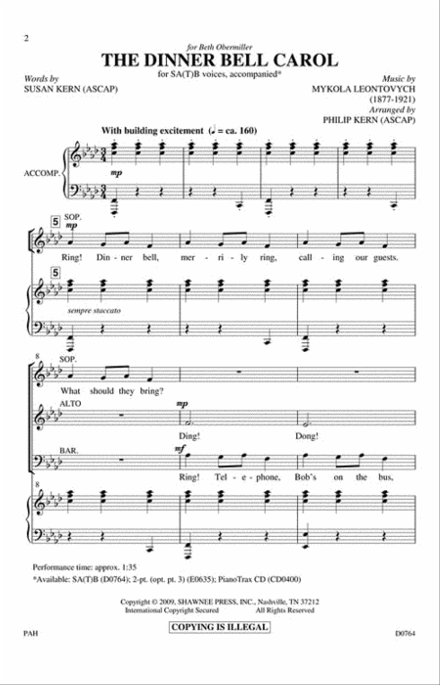The Dinner Bell Carol The Dinner Bell Carol SA scores gallery preview page 2