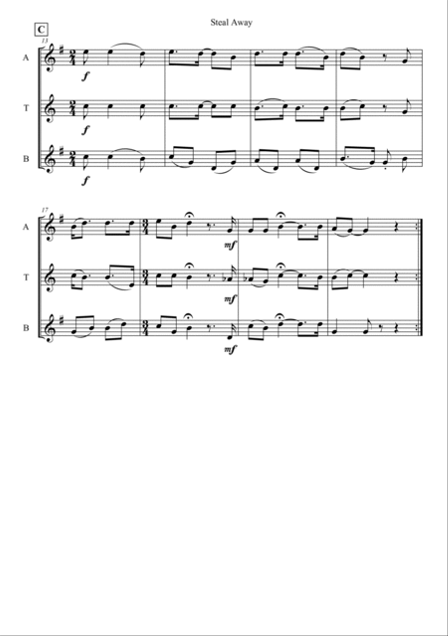 Steal Away Woodwind Quartet scores gallery preview page 2