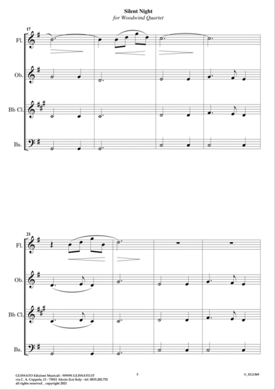 Silent Night - Woodwind Quartet (score & parts) image number null