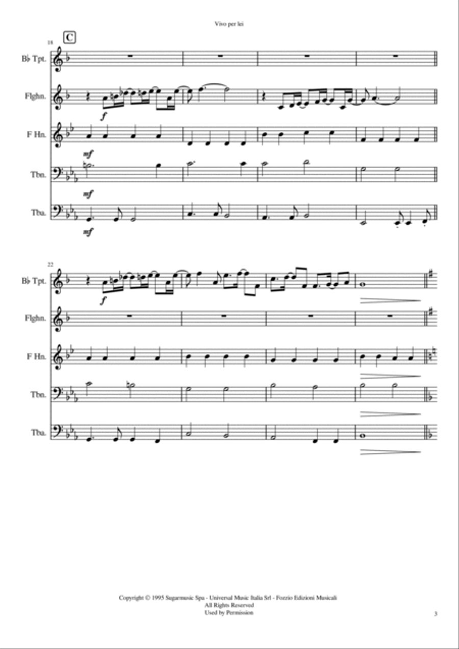 Vivo Per Lei Brass Quintet scores gallery preview page 3