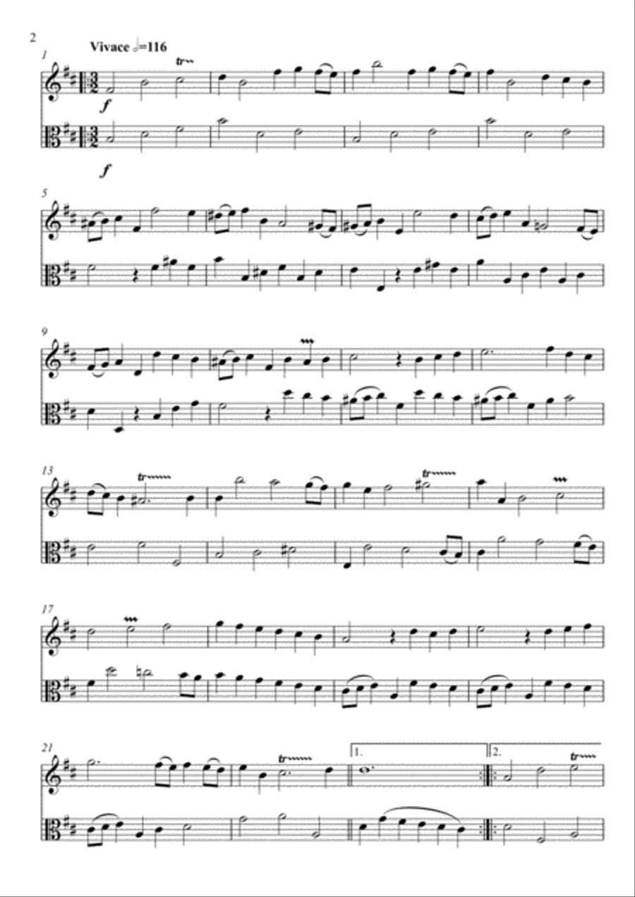 Sonata in B minor for Flute & Viola Flute scores gallery preview page 2