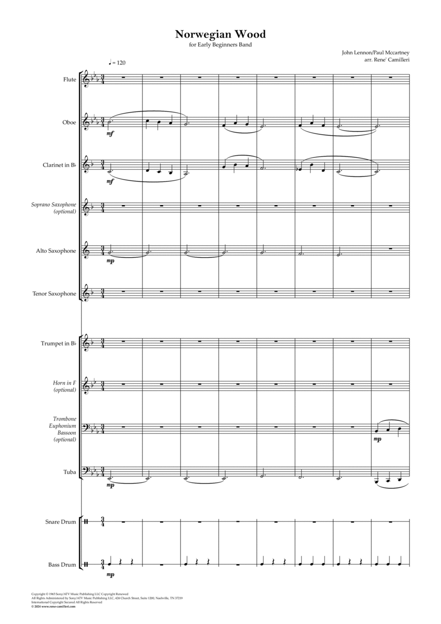 Norwegian Wood (This Bird Has Flown) School and Community scores gallery preview page 1