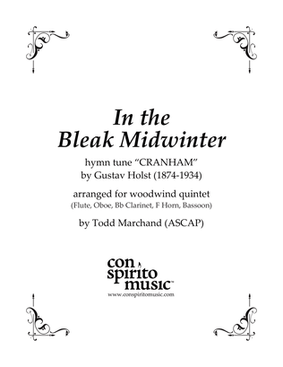 Book cover for In the Bleak Midwinter - woodwind quintet