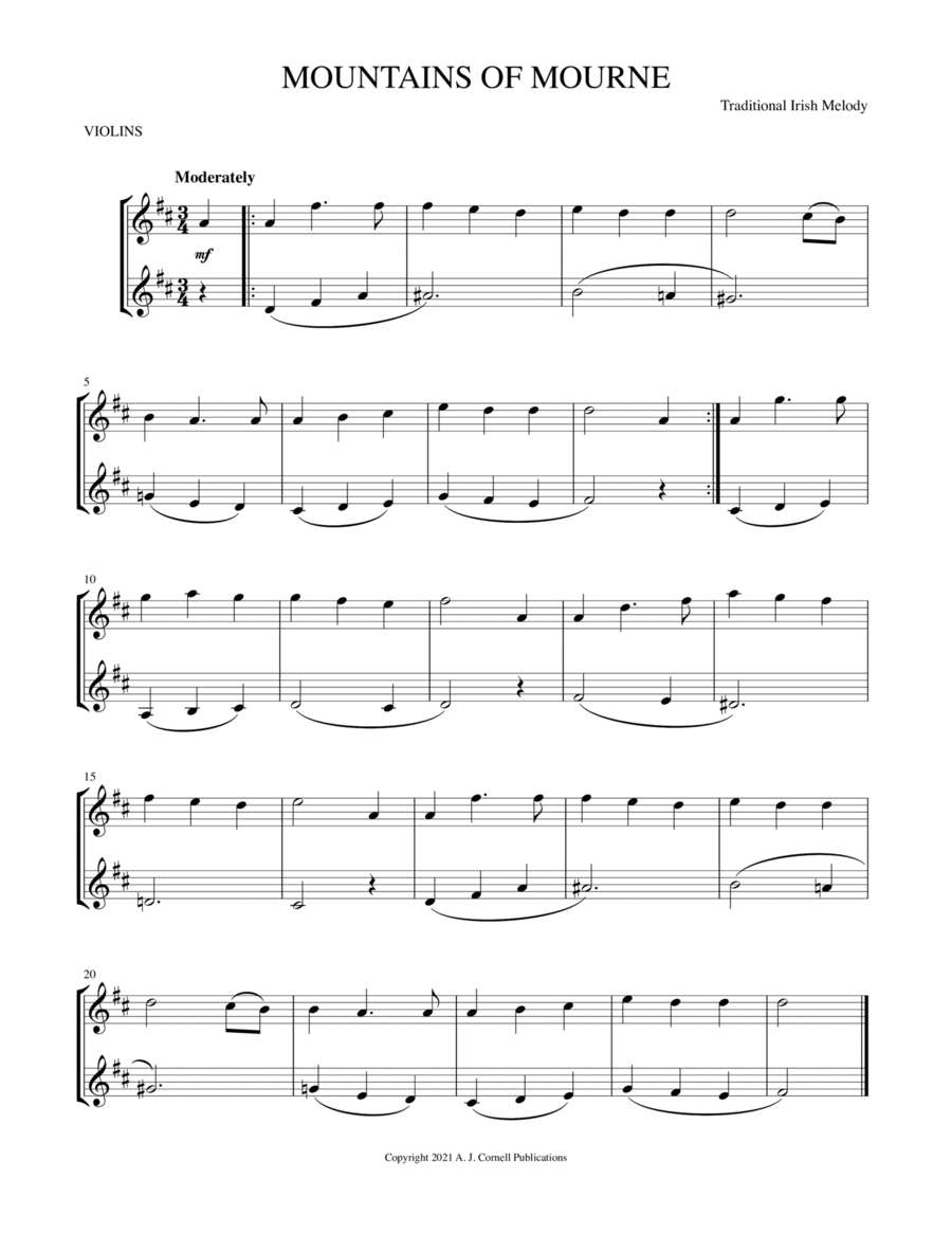 Mountains of Mourne String Duet scores gallery preview page 1