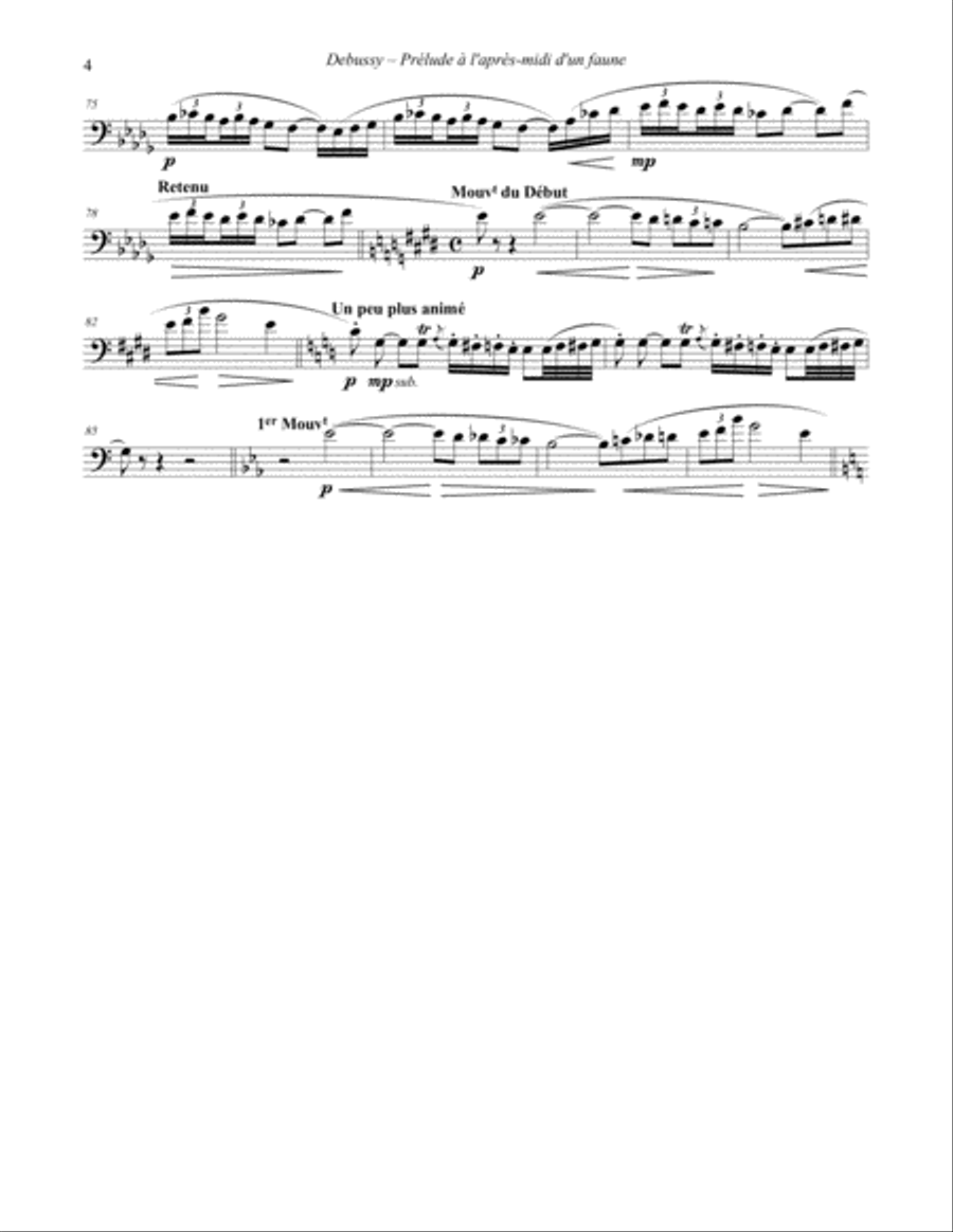 Prélude à l’après-midi d’un faune- Afternoon of a Faun for Euphonium & Piano Euphonium scores gallery preview page 4