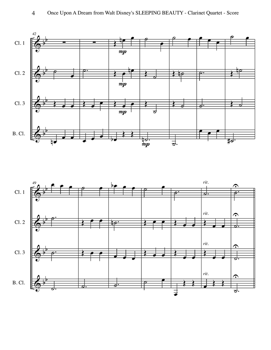 Once Upon A Dream Woodwind Quartet scores gallery preview page 4