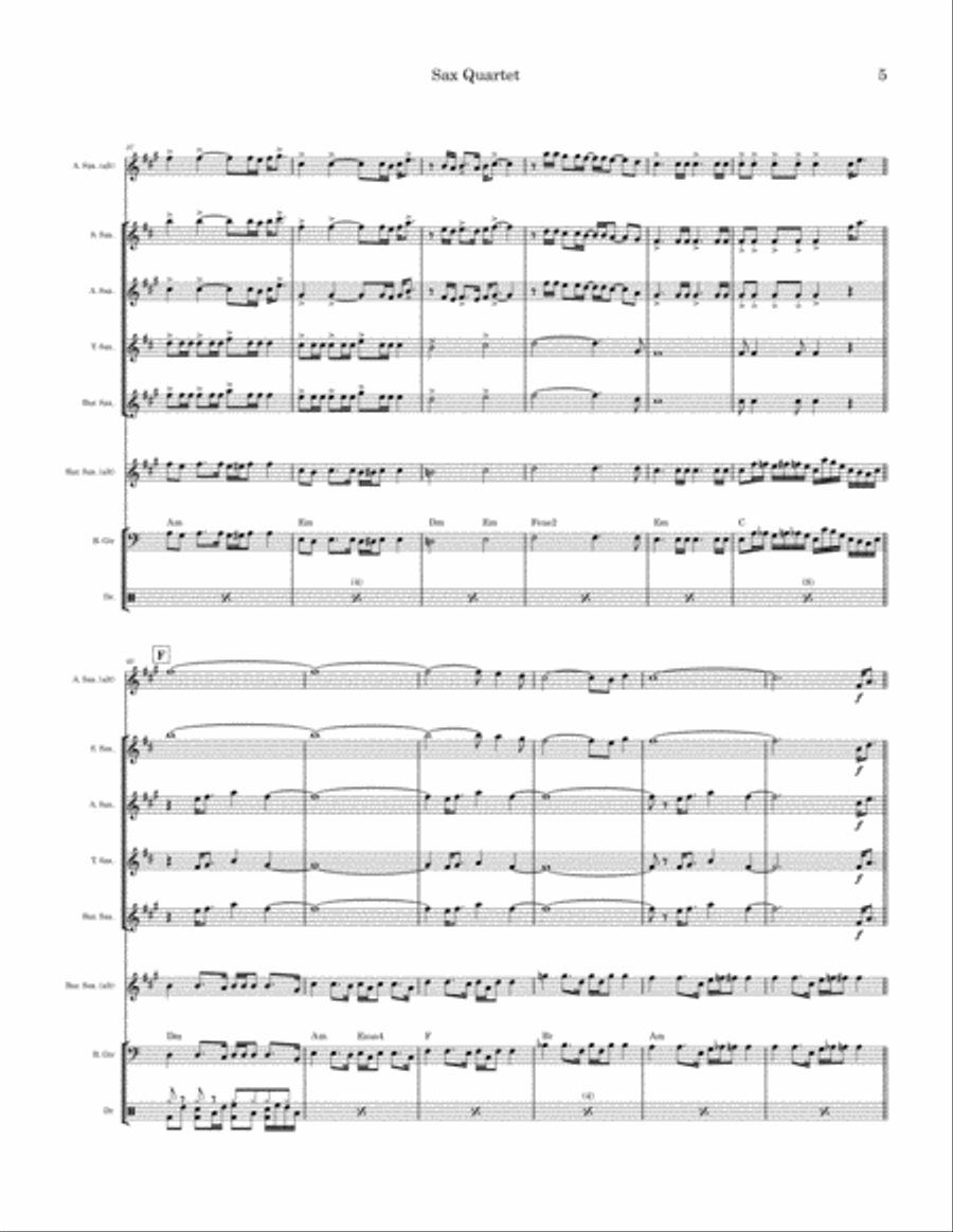 Gonna Fly Now Saxophone Quartet scores gallery preview page 5