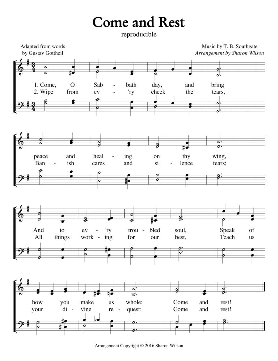 Come and Rest (Sabbath Celebration) High Voice scores gallery preview page 1
