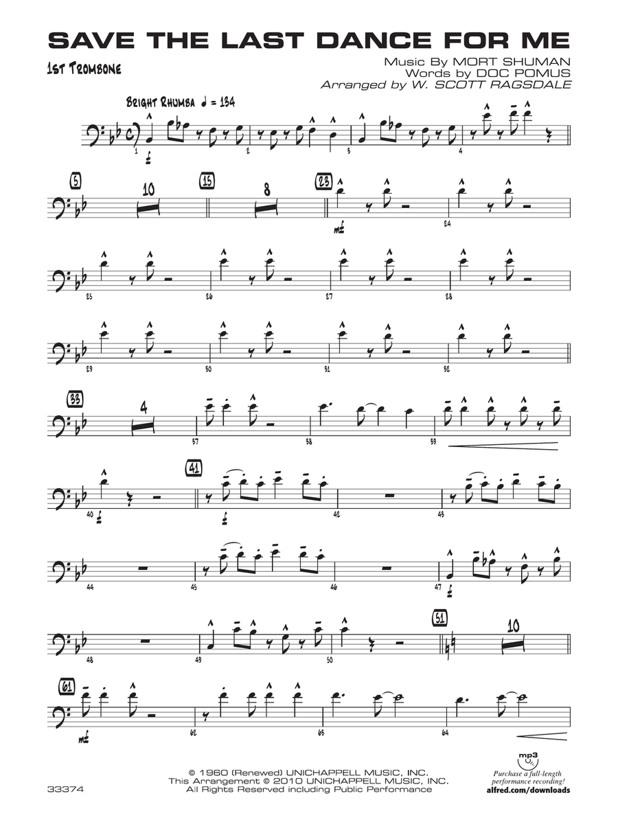 Save the Last Dance for Me: 1st Trombone