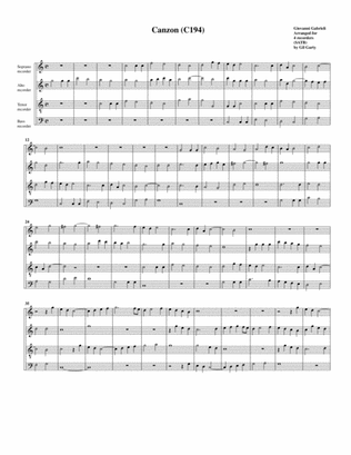 Canzon C. 194 (arrangement for 4 recorders)