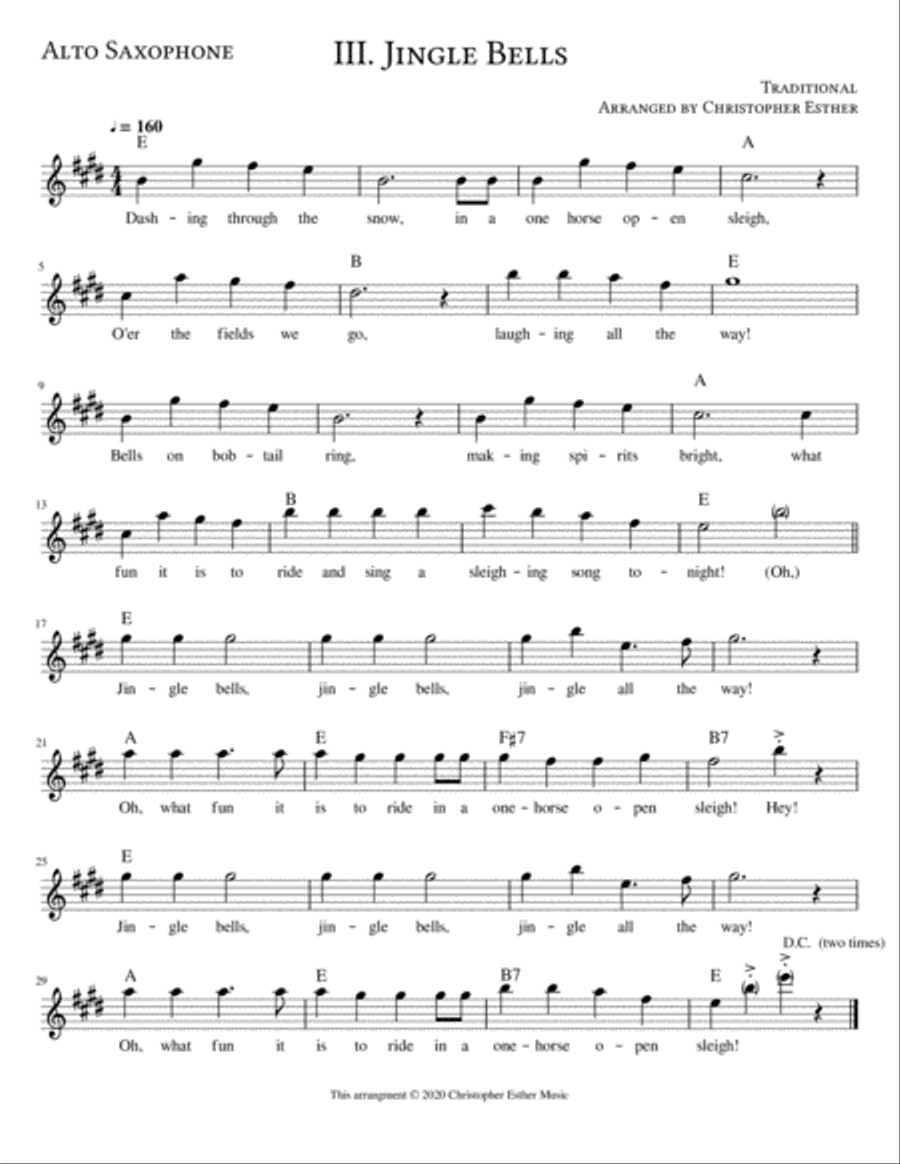 Jingle Bells for Alto Saxophone Alto Saxophone scores gallery preview page 1