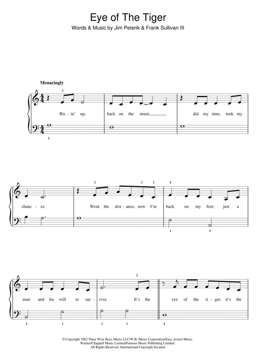 Eye Of The Tiger Easy Piano scores gallery preview page 1