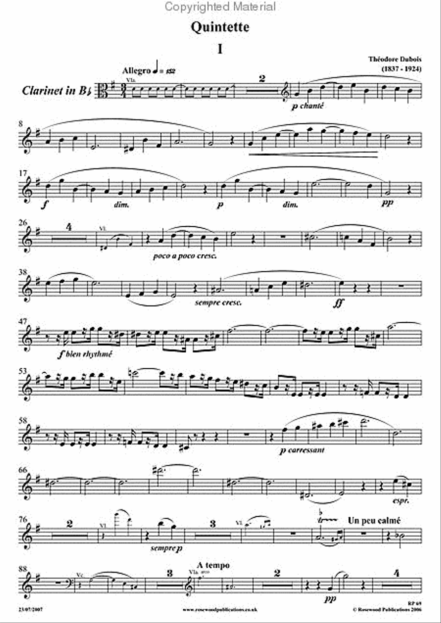 Quintet in F Clarinet scores gallery preview page 4