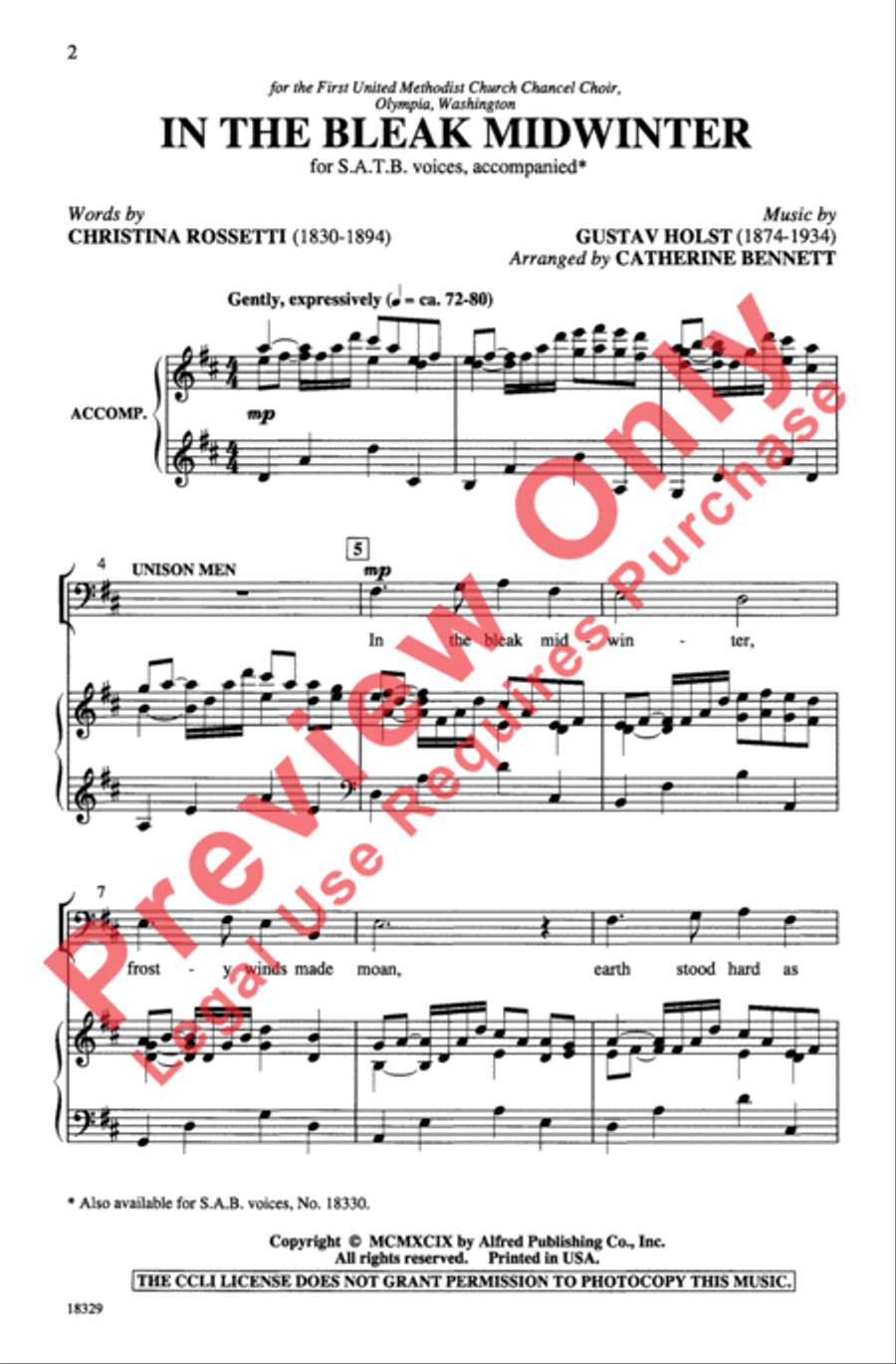In the Bleak Midwinter In the Bleak Midwinter 4-Part scores gallery preview page 2