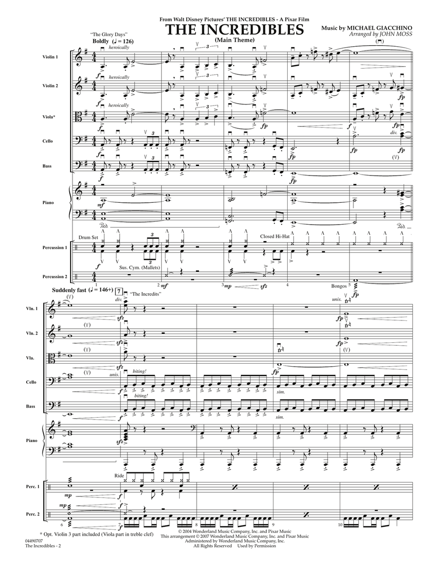 The Incredibles - Full Score Orchestra scores gallery preview page 2