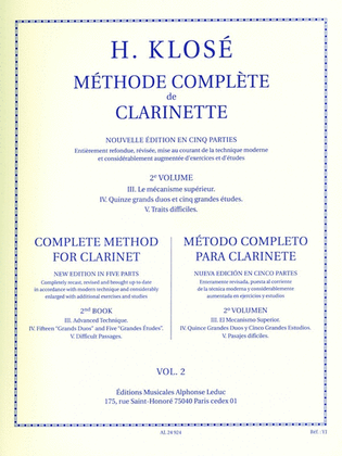 Book cover for Methode Complete Vol.2 (clarinet Solo)