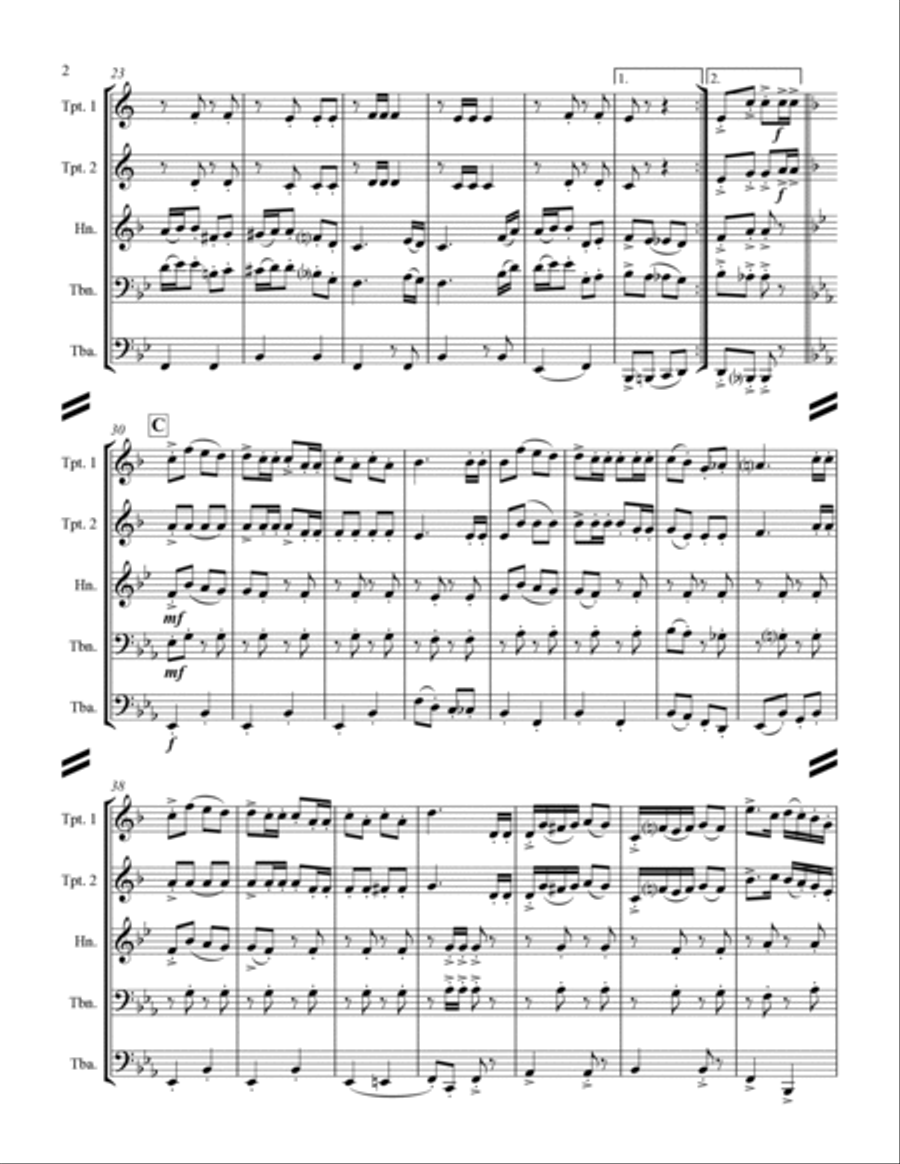 Morning Star Polka (for Brass Quintet) Brass Quintet scores gallery preview page 3
