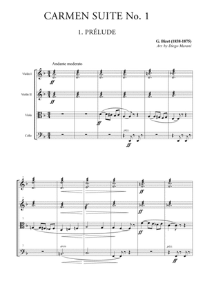 Book cover for Prelude & Aragonaise from "Carmen Suite" for String Quartet